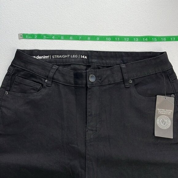 Avenue Denim Straight Leg Black High Rise Butter Stretch Jeans 14A NEW - Picture 13 of 13